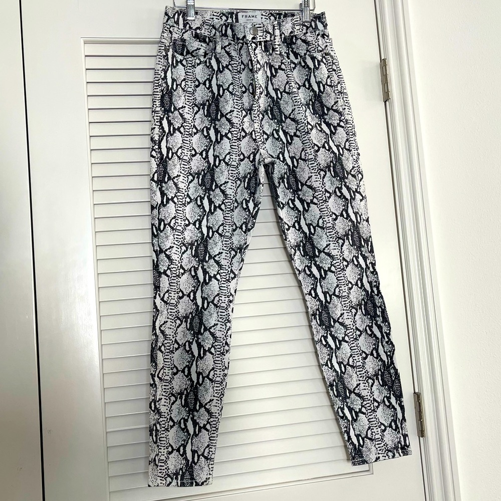 FRAME snake print skinny jeans